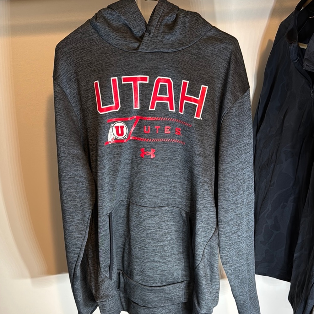 Men’s Gray Heathered Under Armour Size L Hoodie Utah Utes